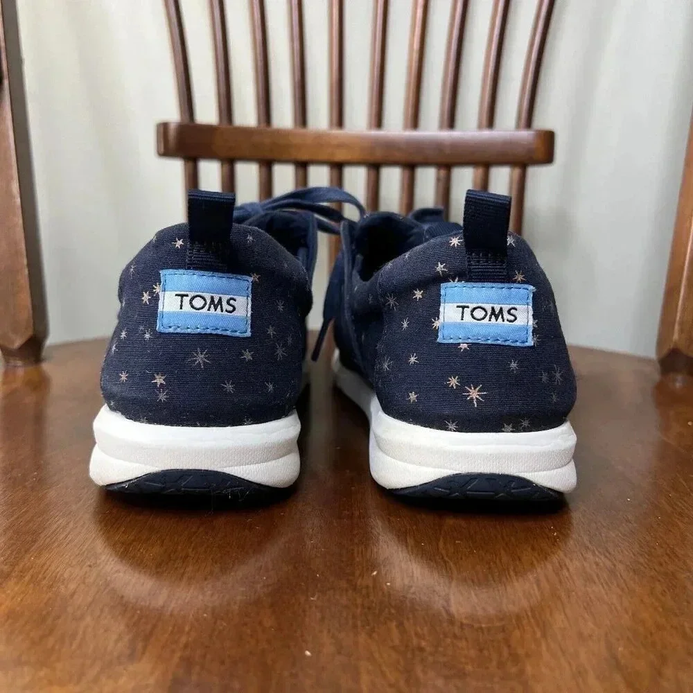 Toms Del Rey Navy Blue With Stars Sneakers size 9 Comfy Astrology Outerspace